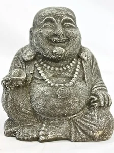 Estatua de jardín de Buda de buena fortuna hecha a mano piedra de lava fundida arte de patio de Bali - Imagen 1 de 7