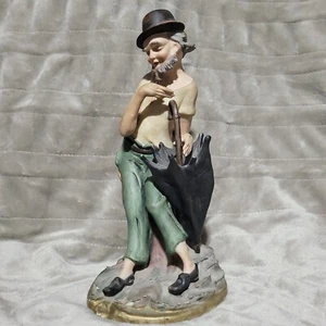 Vintage Capodimonte porcelain statue "Man With Umbrella"  12 inches - Picture 1 of 8