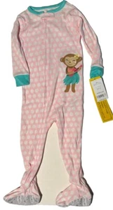 Carter's Pyjama rosa gepunktet Affenfuß Größe 18 Monate Baumwolle Reißverschluss neu - Bild 1 von 5