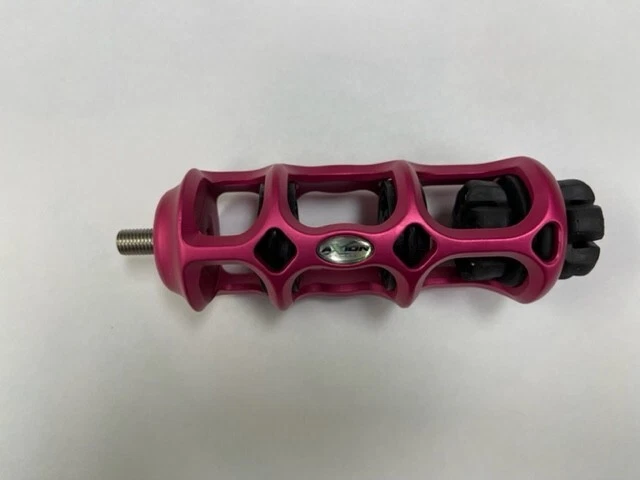 AXION ARCHERY PINK 4 INCH BOW STABILIZER WITH 3 BLACK HYBRID DAMPERS