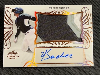 2021 Leaf Trinity PLAYER WORN PATCH ROOKIE AUTO Yolbert Sanchez - Image 1 of 3