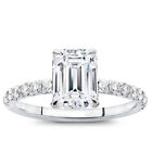180 Ct Emerald Cut Simulated Diamond Wedding Ring Real 14K White Gold 4 5 6 7