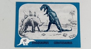 1961 Nu Card Dinosaur Series #62 EX-MT STEGOSAURUS CERATOSAURUS