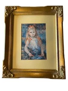 Vintage Lithographie Portrait eines Kindes von Auguste Renoir 12,5” x 10 1/4” gerahmt - Bild 1 von 7