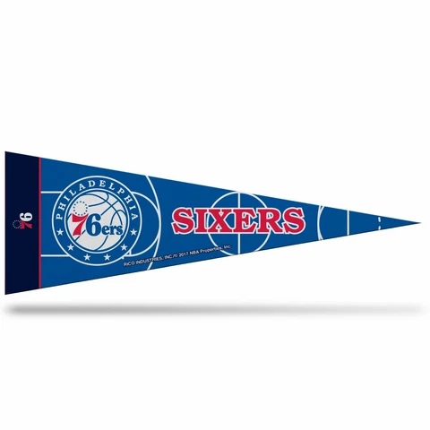 2 Philadelphia 76ers Middleman Pennants. Felt. 14-1/2" x 5".    #915 Cover
