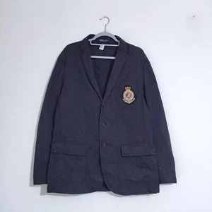 Ralph Lauren Blazer Mens 44R Navy Cotton Polo Club Crest Smart Casual Vintage - Picture 1 of 8