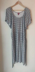 Merona Dress Size 1 Midi Gray And White Flutter Sleeve Elastic Waist With Tie - Picture 1 of 9