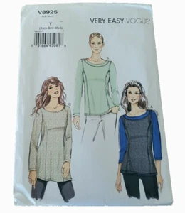 Very Easy Vogue Pattern V8925 Pull over, Boat Neck Blouse Misses’ Top Xsm-Med UC - Picture 1 of 2
