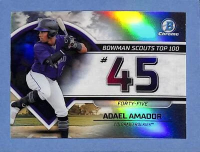 2023 Bowman Bowman Scouts Top 100 Adael Amador #BTP-45 Colorado Rockies - Image 1 of 2