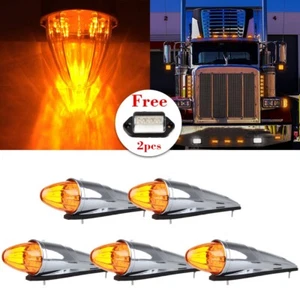 5X CHROME TORPEDO 17LED CAB MARKER ROOF AMBER TOP LIGHT+FREE LICENSE PLATE LIGHT - Bild 1 von 18