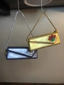 Depart  56 Christmas ornament purses / handbags Lot Of 2 Gold& Silver￼ - Picture 1 of 16