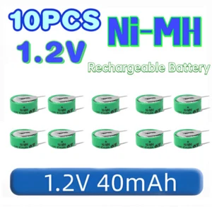 Batteria 10 pz 1,2 V 40 mAH Ni-MH per allarme contatore nuova ricaricabile con 2 pin/schede - Foto 1 di 4