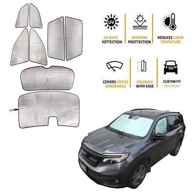 Комплект солнцезащитных козырьков для всех окон защита от ультрафиолета на заказ для Honda Pilot 2016-22 8 шт. - Изображение 1 из 4