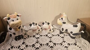 Houston Harvest Vintage Ceramic Cow Sugar, Creamer, Salt & Pepper Set - Picture 1 of 8