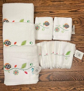 10 Pcs  Latin Zest Sea Motif (3 Bath, 2 Hand, 5 Washcloth) Towels - 100% Cotton - Picture 1 of 9
