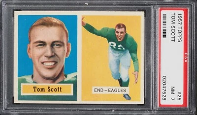 1957 Topps Football #25 Tom Scott PSA 7 NM Philadelphia Eagles - Image 1 of 3