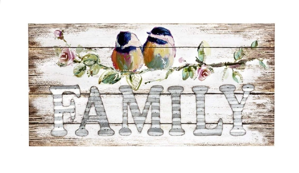 Ganz E1 Decor 23.6x11.8in Watercolor Birds Family Wall Plaque ER53410 - Image 1 of 1
