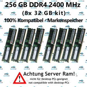 256 GB (8x 32 GB) RDIMM ECC REG DDR4-2400 Supermicro X10DRX X10DSC-TP4S RAM - Bild 1 von 1