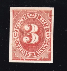 US J3TC 3c Postage Due Trial Color Atlanta Proof in Scarlet on Thin Card - Picture 1 of 2