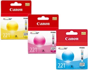 Genuine Canon CLI-221 Pack Ink Cartridges - Cyan/Magenta/Yellow Sealed - Picture 1 of 1