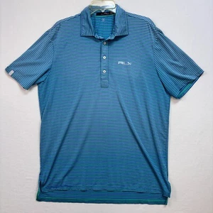 Camisa Polo de Golf RLX Ralph Lauren Para Hombre Grande VERDE PÚRPURA Rayas Rendimiento - Imagen 1 de 17
