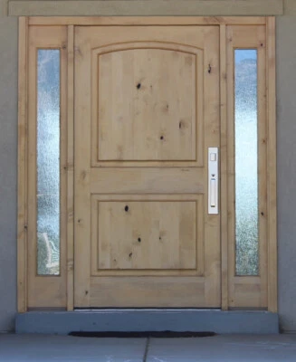 3668 42x80" TUSCANY STYLE CRAFTSMAN KNOTTY ALDER ENTRY DOOR WITH SIDELIGHTS  - Image 1 of 4
