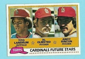 1981 Topps Baseball #244 Cardinals Future Stars Landrum/Olmsted/Rincon