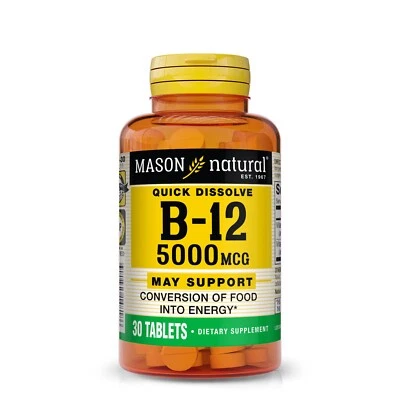 Mason Natural Vitamina B12 5.000 mcg - Conversión de Alimentos en Energía, 30 Comprimidos Foto 1 de 4