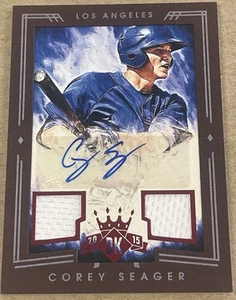 COREY SEAGER 2015 DIAMOND KINGS DUAL PATCH ROOKIE AUTO /99 DODGERS/TEXAS RANGERS - Picture 1 of 2