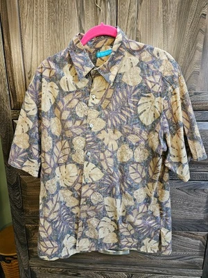 Tori Richard Hawaiian Shirt Mens Medium Brown Tan Floral Print Button Down - Image 1 of 4