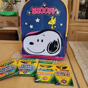 Snoopy backpack and crayola pencil and marker - Picture 1 of 11