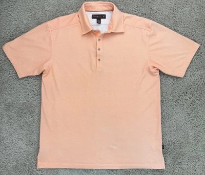 Tommy Bahama 18 Golf Polo Shirt Mens L Peach Coral Micro Dot Print Short Sleeve - Image 1 of 4