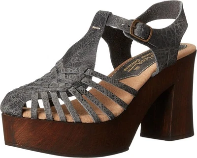 Sbicca Vintage Ultana Cuero Madera Plataforma Sandalia Tacones Talla 39 Y2K Boho Foto 1 de 4