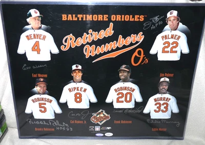 Orioles Hall Of Famers Auto Photo Ripken Murray Robinson Retired Weaver HUGE JSA - Image 1 of 4