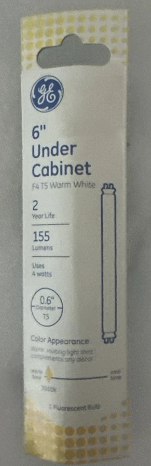 GE F4 T5 Warm White 6" Under Cabinet fluorescent light bulb 4 Watts - Image 1 of 4