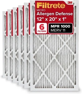 Filtrete 12x20x1 AC Furnace Air Filter MERV 11 MPR 1000 6 Pk (1041) - Picture 1 of 7