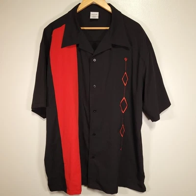 Designs by Attila Bowling Shirt Men's 2XL Black & Red Short Sleeve - Image 1 of 4