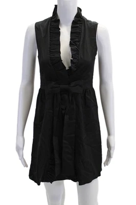 Alice + Olivia Womens Ruffled Trim Sleeveless A Line Dress Black Size Extra Smal - Image 1 of 4