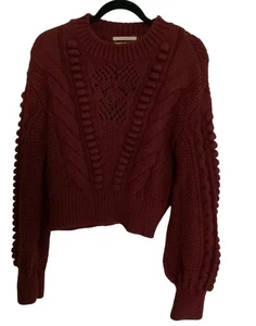 Anthropologie Granat sperriger Strickpullover Ballonärmel Damengröße Small - Bild 1 von 8