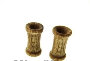 PAR DE TÚNELES CÓNCAVOS DE MADERA DE TECA 6G 4MM TAPONES ORGÁNICOS - Imagen 1 de 2