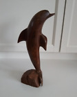 Figurine dauphin en bois sculpté sculpture maison de plage tropicale Floride 12" de haut