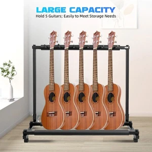 5er Multi Gitarrenständer Universal für Fünf Gitarren - Stativ Ständer schwarz - Bild 1 von 12