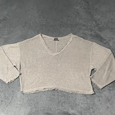 Suéter UO Out From Under para mujer M corto cuello en V manga larga de gran tamaño tejido suelto Foto 1 de 4