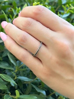 Daussi Black Diamond Eternity Band Ring 14k White Gold Size 6 1.8 mm RG4150 - Image 1 of 4