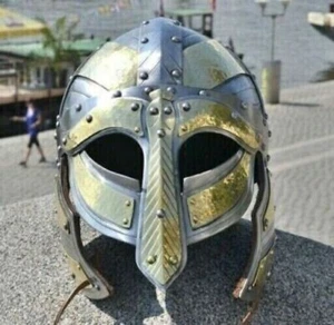 Medieval LUXURY WRITING Norman Viking Helmet Replica 18GA SCA LARP - Picture 1 of 4