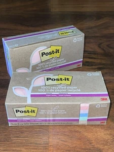 POST-IT 100% Recycled Paper 24 PADS SUPER STICKY NOTES Wanderlust Pastels NEW - Picture 1 of 4