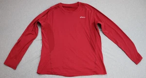 ASICS Long Sleeve Shirt Mens M Red Crewneck Running Activewear Pullover Top - Picture 1 of 7
