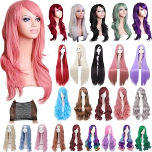 Women Long Hair Wig Straight Curly Wavy Anime Cosplay Fancy Party Full Wigs UK - Picture 1 of 49