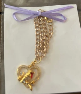 Handmade Jewelry for 18" Doll Robin/Heart Pendant Necklace - Picture 1 of 1