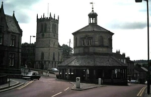 Orig Slide, 1970's Kodachrome, Market Cross, Barnard Castle Street Scene,ENGLAND - Picture 1 of 1